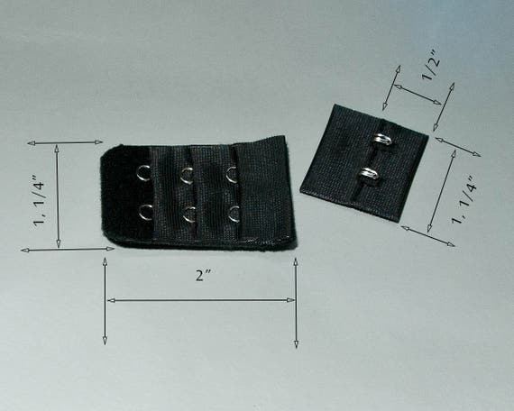 Black Bra Making Replacement Hook and Eye Tape Closures - 3 Rows - 2 1/4  Wide - Lingerie Design, DIY Bra Supplies (HE133)