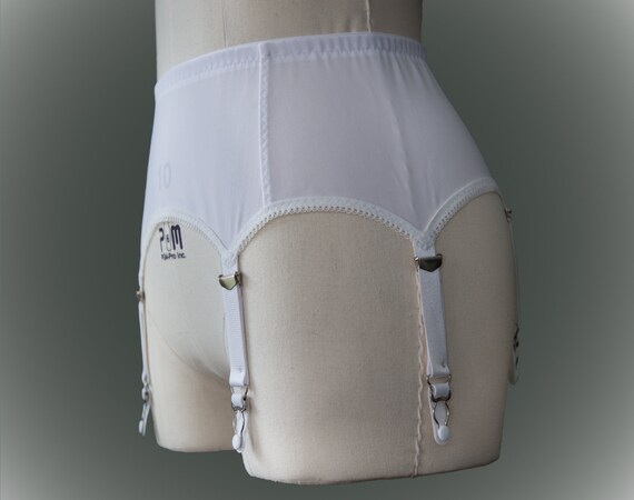 White Color Power Mesh Garter Belt / Suspender Belt With 6 Straps