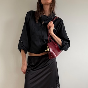 Black Reebok Track Jacket: 90s Minimal Zip-Up Athleisure (Size L)