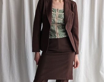 Vintage Women's 3-Piece Suit Set: Blazer, Skirt, and Trousers