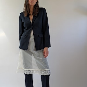 Vintage Navy Pinstripe Suit Set | Women’s Two-Piece Blazer & Trousers | 90s Tailored Workwear Suit | Power Dressing Office Set
