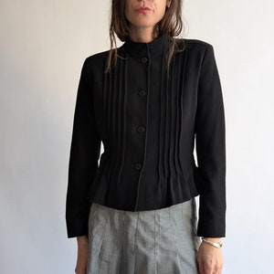 Black Pleated Peplum Jacket - Women&#39;s Vintage