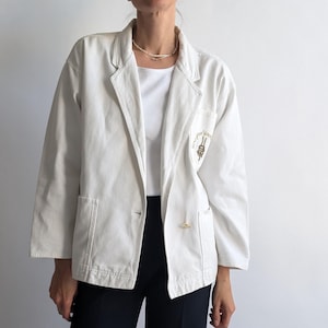 Vintage 80er Jahre Damen Seemanns Arbeitsjacke in Weiß