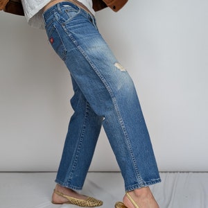Y2K Blue Ripped Baggy Jeans - Vintage Cargo Pants Dickies W34 L27