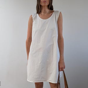 Vintage White Cotton Slip Dress with Scallop Trim | Minimalist Summer Dress | Antique Undergarment Loungewear