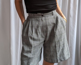 Women's Check High Waist Shorts Minimalist Style