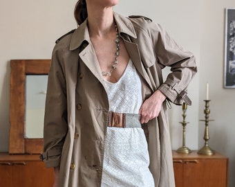 Vintage Women's Beige Cotton Trench Coat Burberry Style