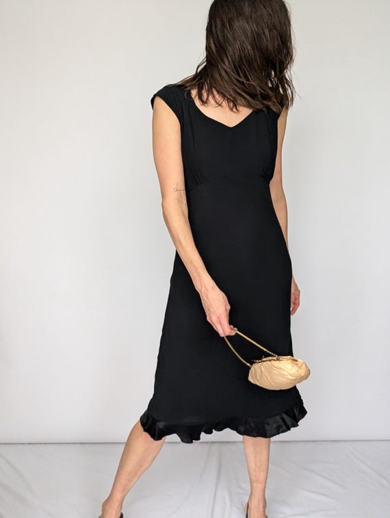Women's Vintage Black Flared Midi Evening Dress - Etsy Women's Vintage Black Flared Midi Evening Dress - Etsy