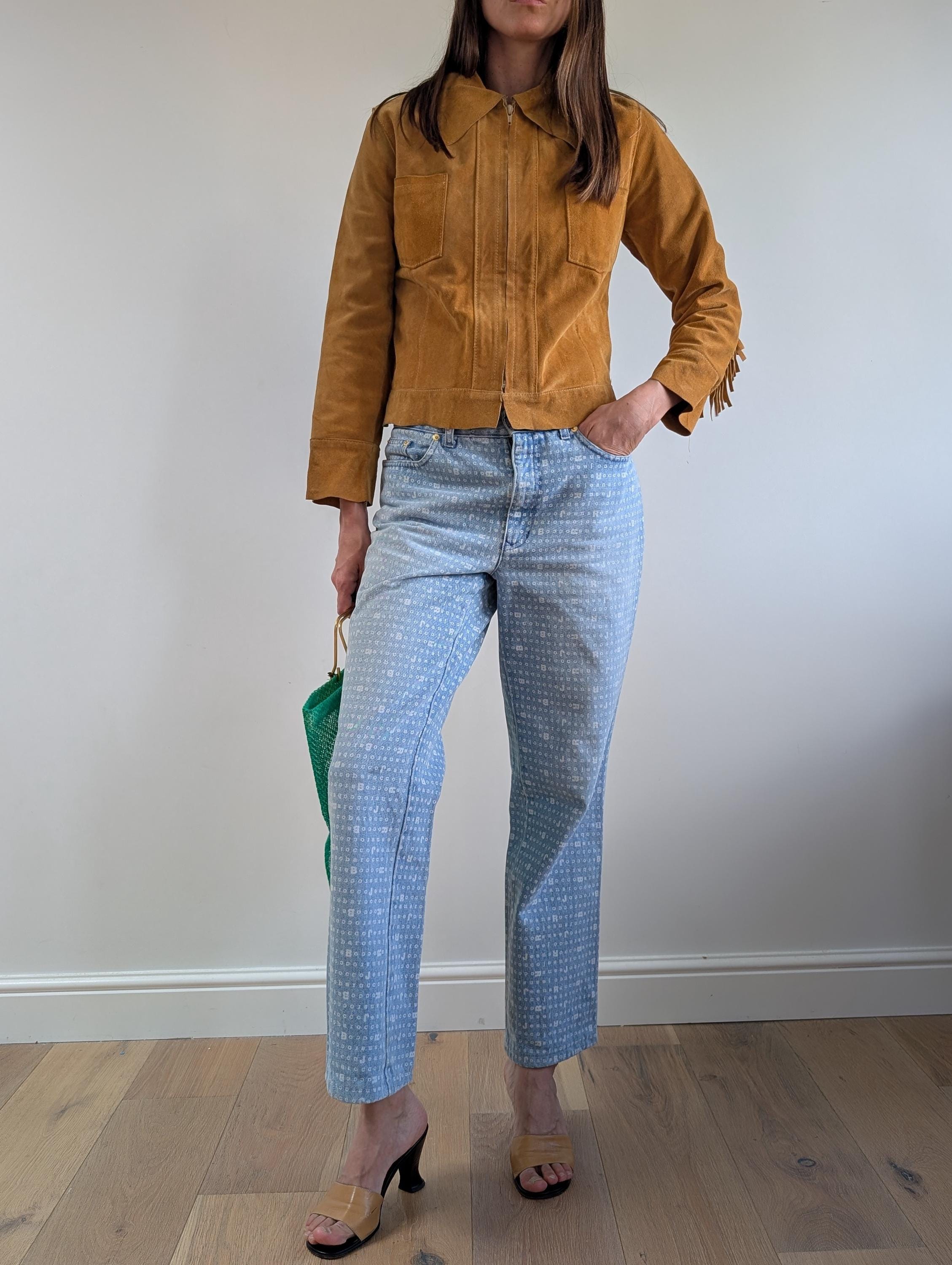 Vintage 70s Suede Fringe Jacket: Mustard Yellow Western Leather