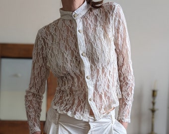 Kanten blouse met lange mouwen - Klassieke vintage damestop