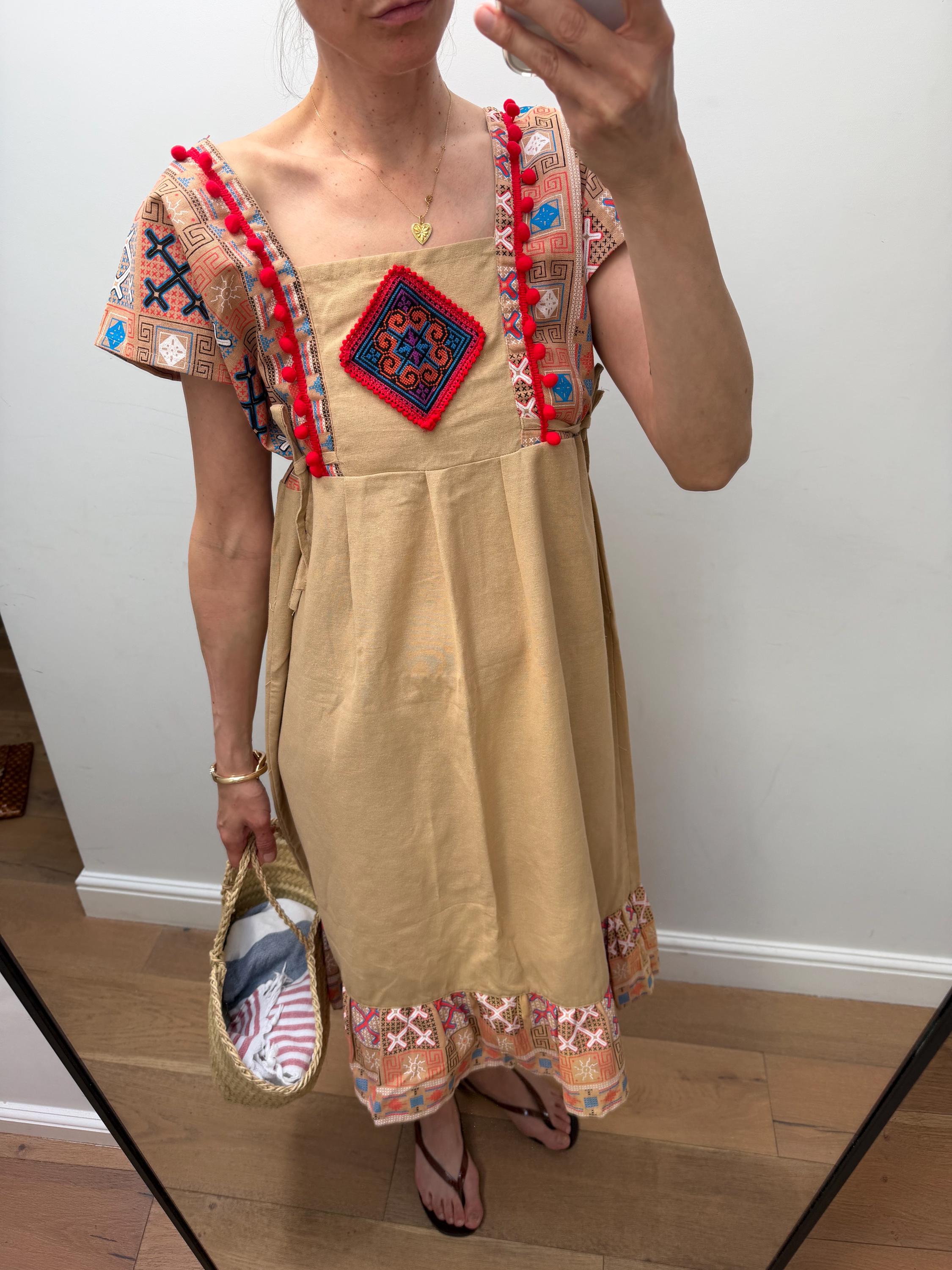 pom pom boho dress Clip Dot Pom Pom Trim Dress
