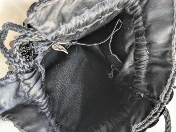 Black Sequin Pouch Evening Bag Drawstring Mini Sh… - image 9