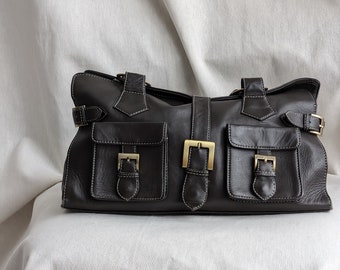 Retro Brown Leather Y2K Shoulder Bag - Stylish Women's Handbag