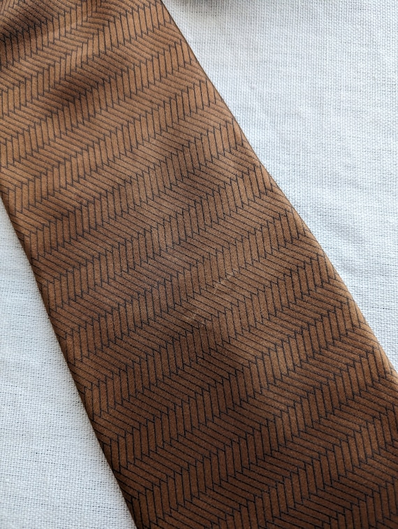 Vintage Graphic Brown Silk Necktie from DKNY - image 8