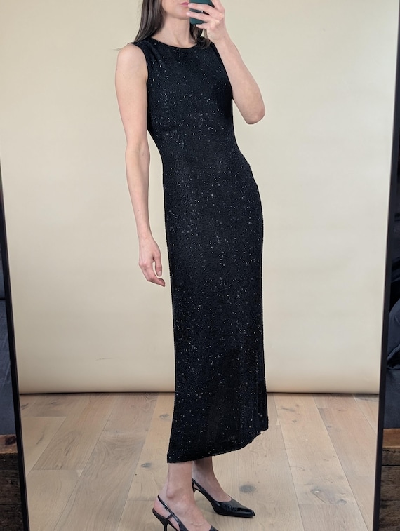 Black Beaded Silk Maxi Dress With Back Zip  Jaeger Vintage  Hand-embellished Evening Gown  Size M - Etsy Israel