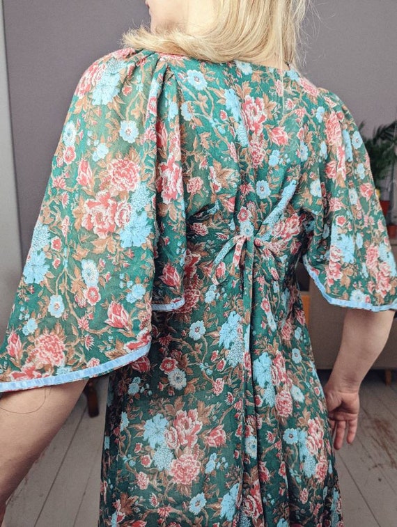 Vintage floral print maxi dress robe loungewear d… - image 7