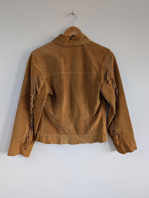 Vintage 70s Suede Fringe Jacket: Mustard Yellow Western Leather