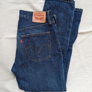 Blue 501 Levi&#39;s Slim Jeans Vintage Low Waist W25 Ankle Length