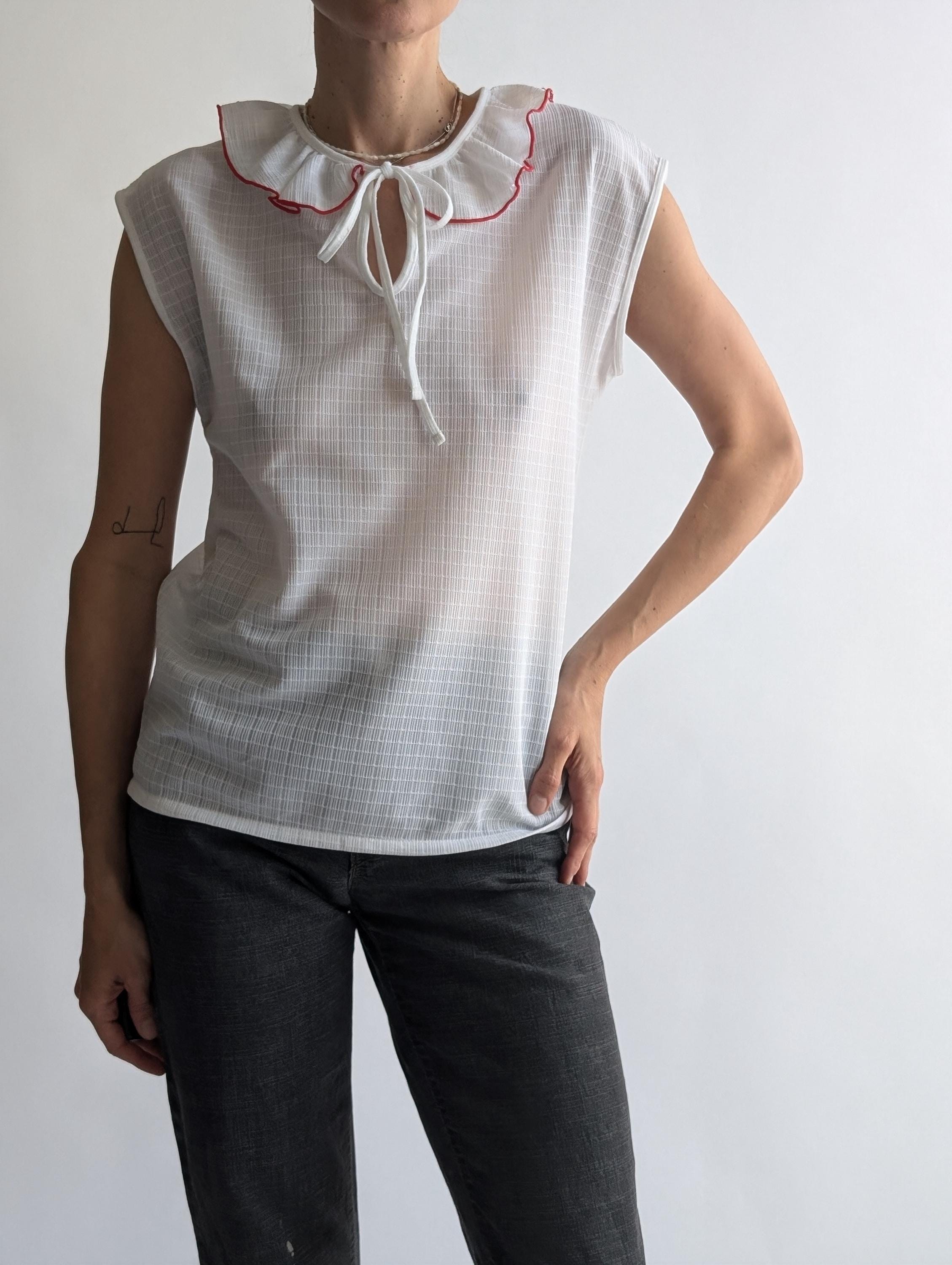 Women's Retro Court Style Waist Belt Ruffle Hem Blouses main image 1