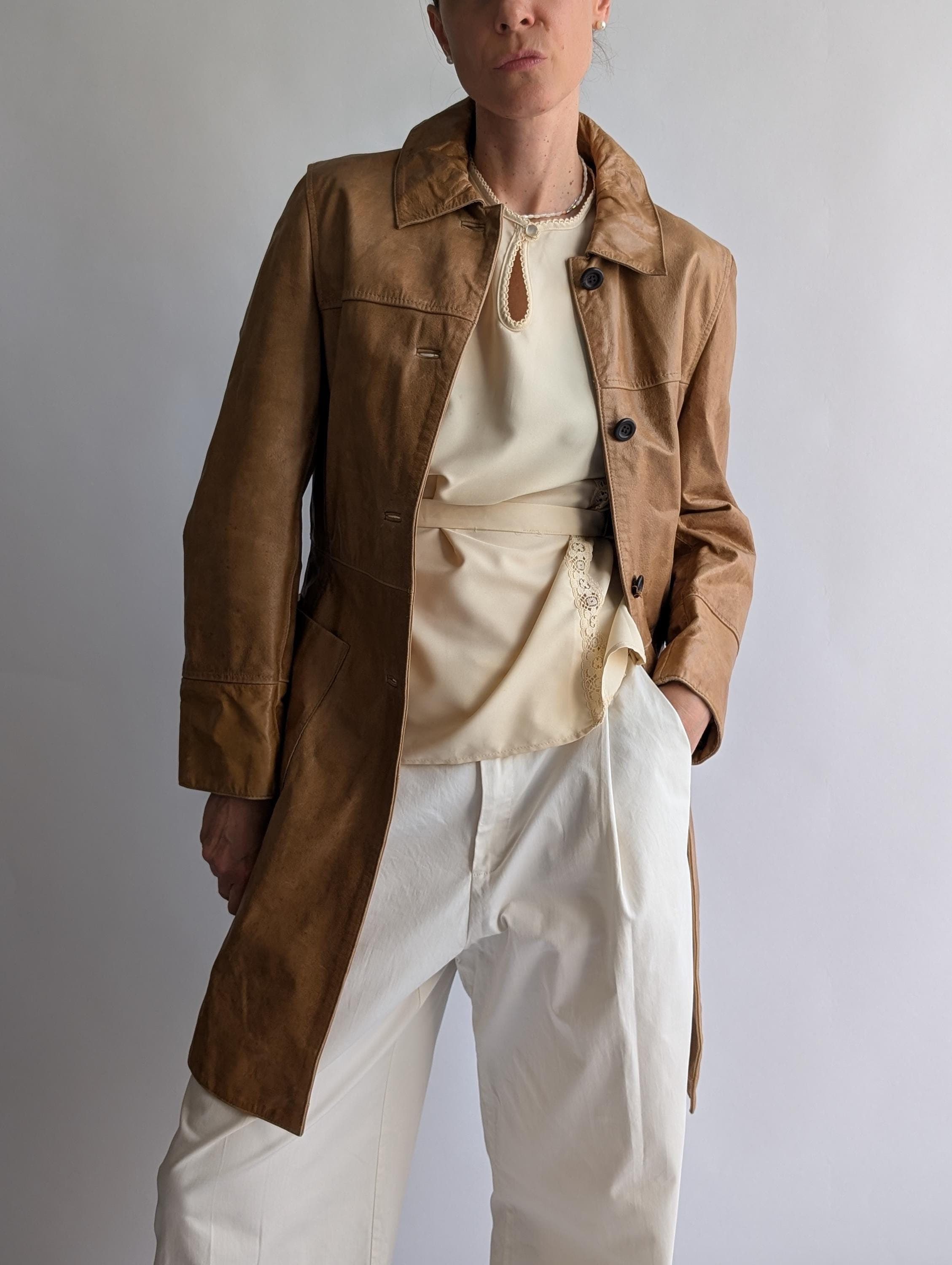 Tanja - Elegant Leather Trench Coat main image 1