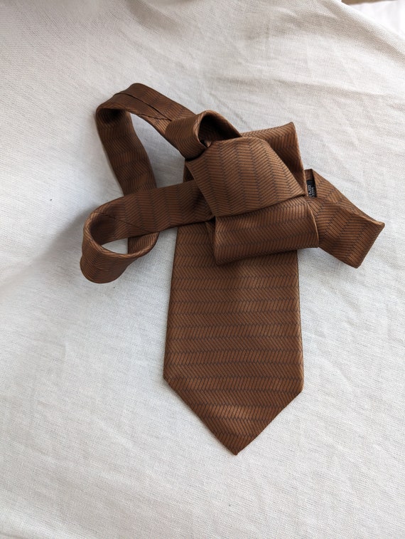 Vintage Graphic Brown Silk Necktie from DKNY - image 1