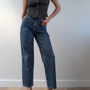 Vintage Calvin Klein CK One Jeans – 90s High Waisted Blue Denim Straight Leg Y2K Mom Jeans