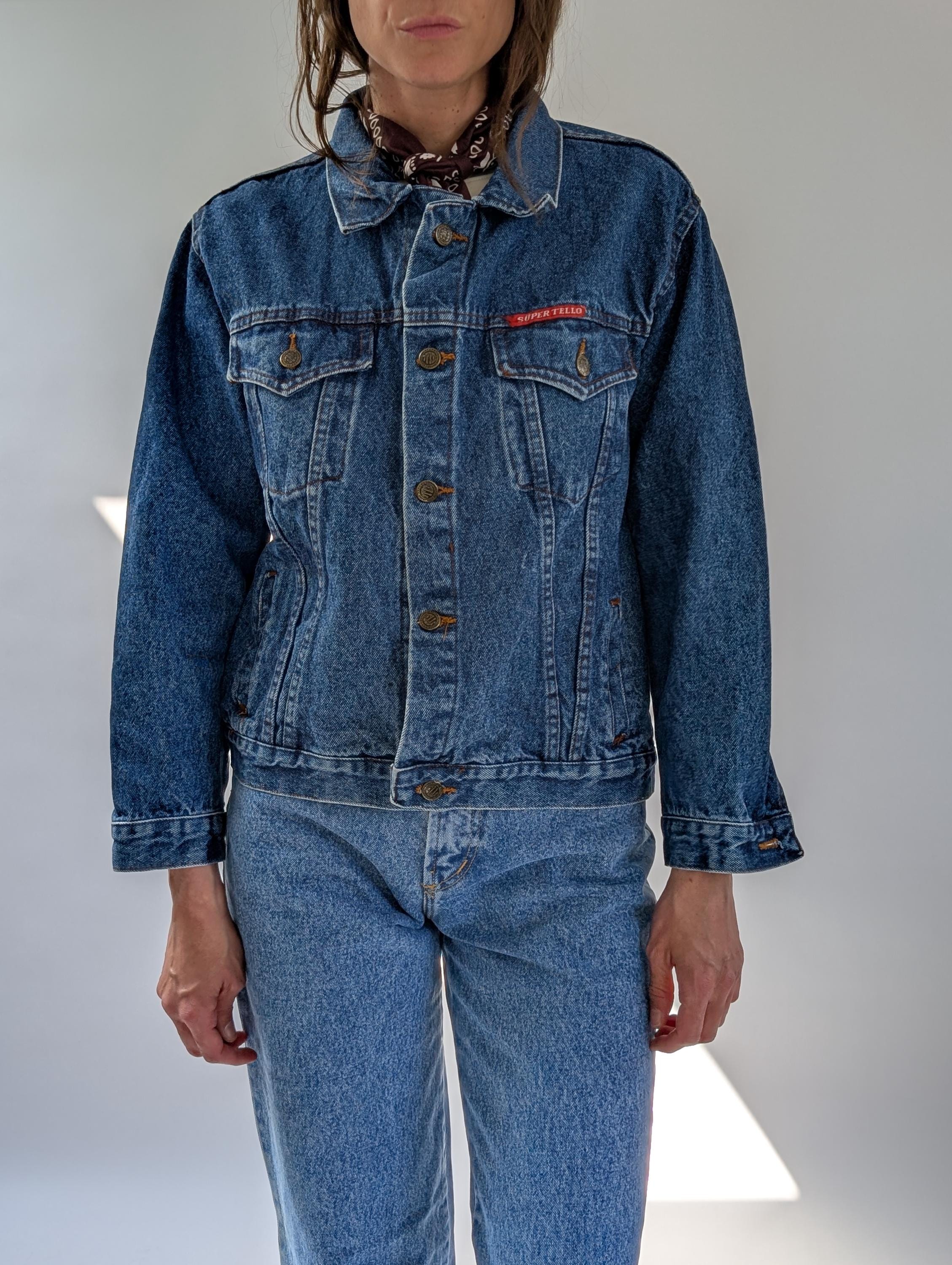 ヴィンテージ ユニセックス ルーズフィット ブルーデニムジャケット