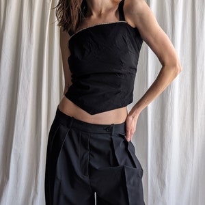 Y2K Black Top: Asymmetric Design, and Glamorous Rhinestone Trim