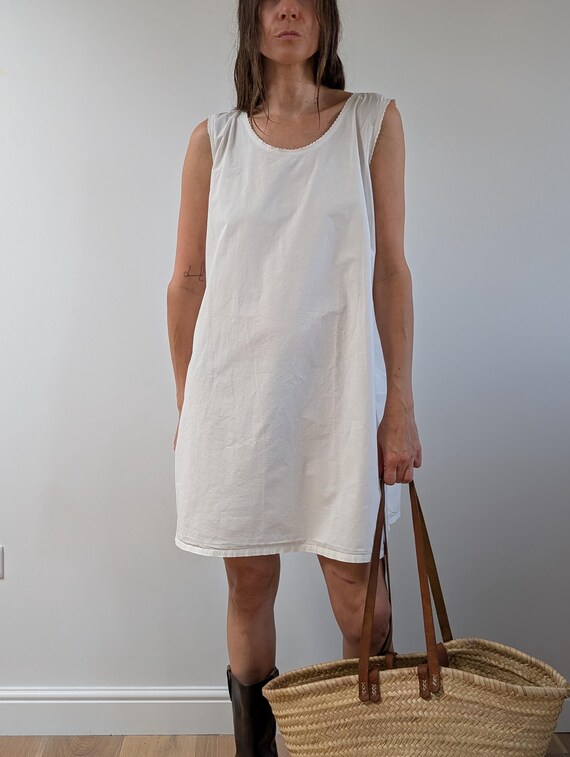 Vintage White Cotton Slip Dress With Scallop Trim | Minimalist Summer Dress  | Antique Undergarment Loungewear - Etsy Israel