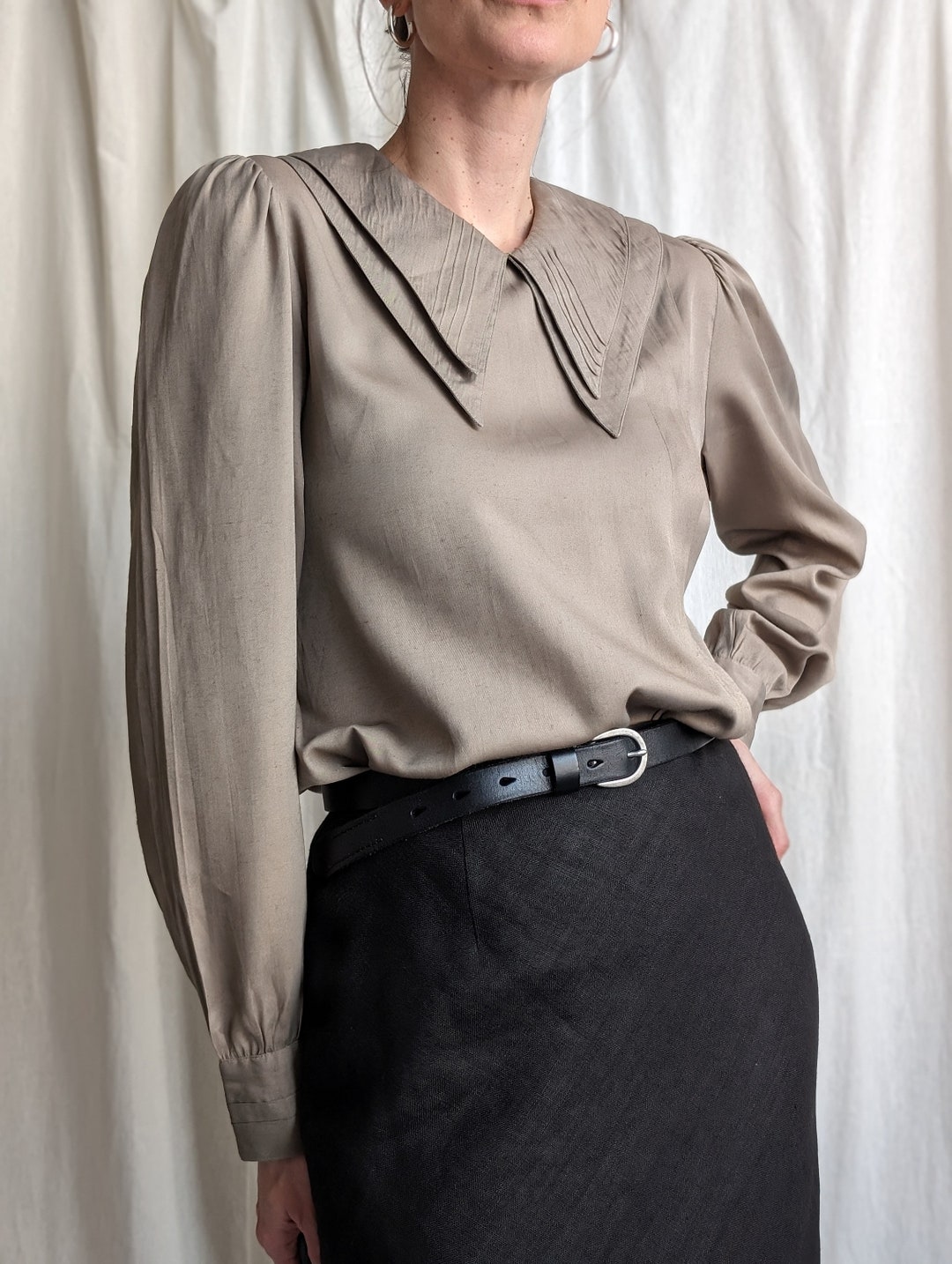 Taupe Blouse W/ Slv Detail