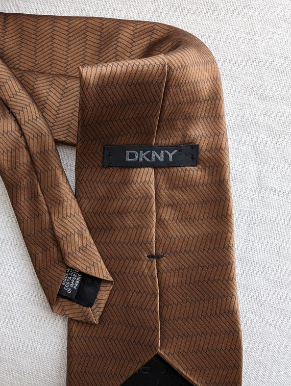 Vintage Graphic Brown Silk Necktie from DKNY - image 7