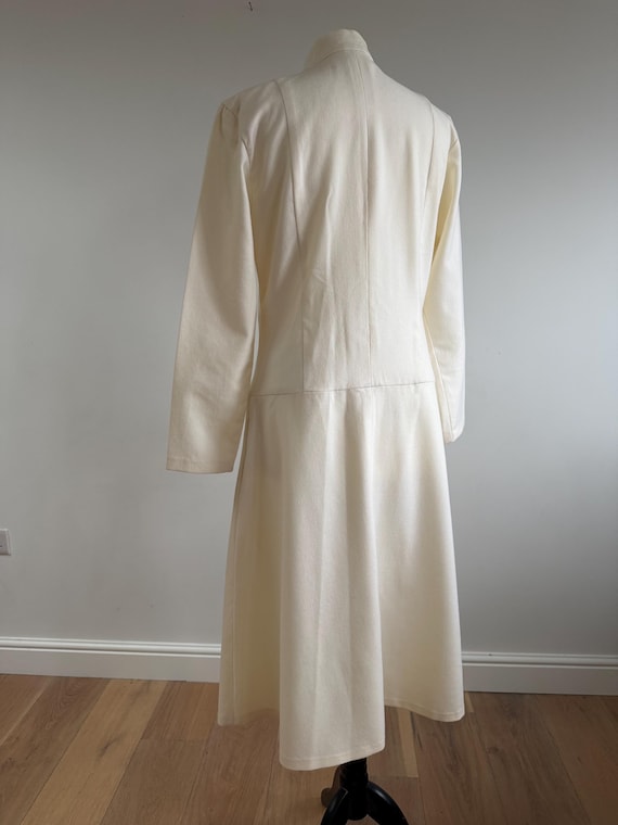 ivory wool dress Delphine Dress in Ivory Silk Wool with Floral Appliqu 2