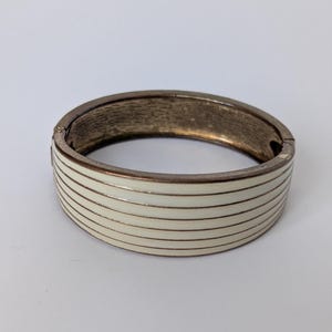 Vintage Cream Enamel and Gold-Tone Bangle Bracelet