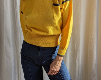 100% Wool Yellow Jumper Women Vintage