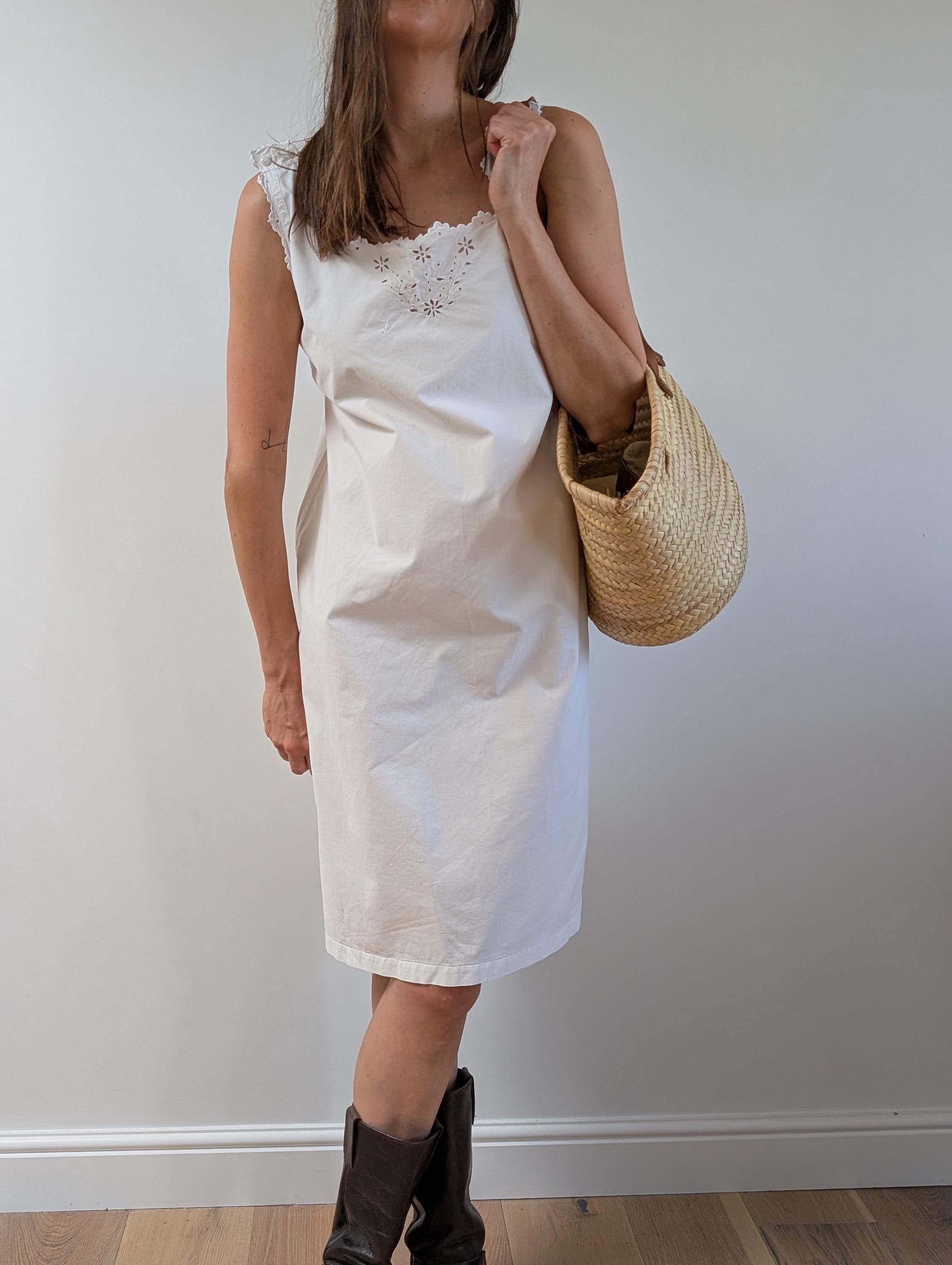 Abito Sottoveste In Puro Lino Abito Estivo Con Spalline 100% - Italia - Foto 2