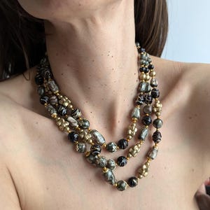 Vintage Beaded Necklace Multi Strands - Statement Necklace