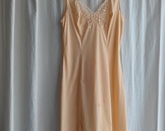 Peach Lace Mini Slip Dress Vintage Nightgown