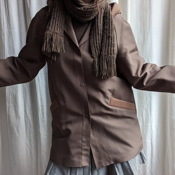 Veste à capuche marron vintage mi-saison