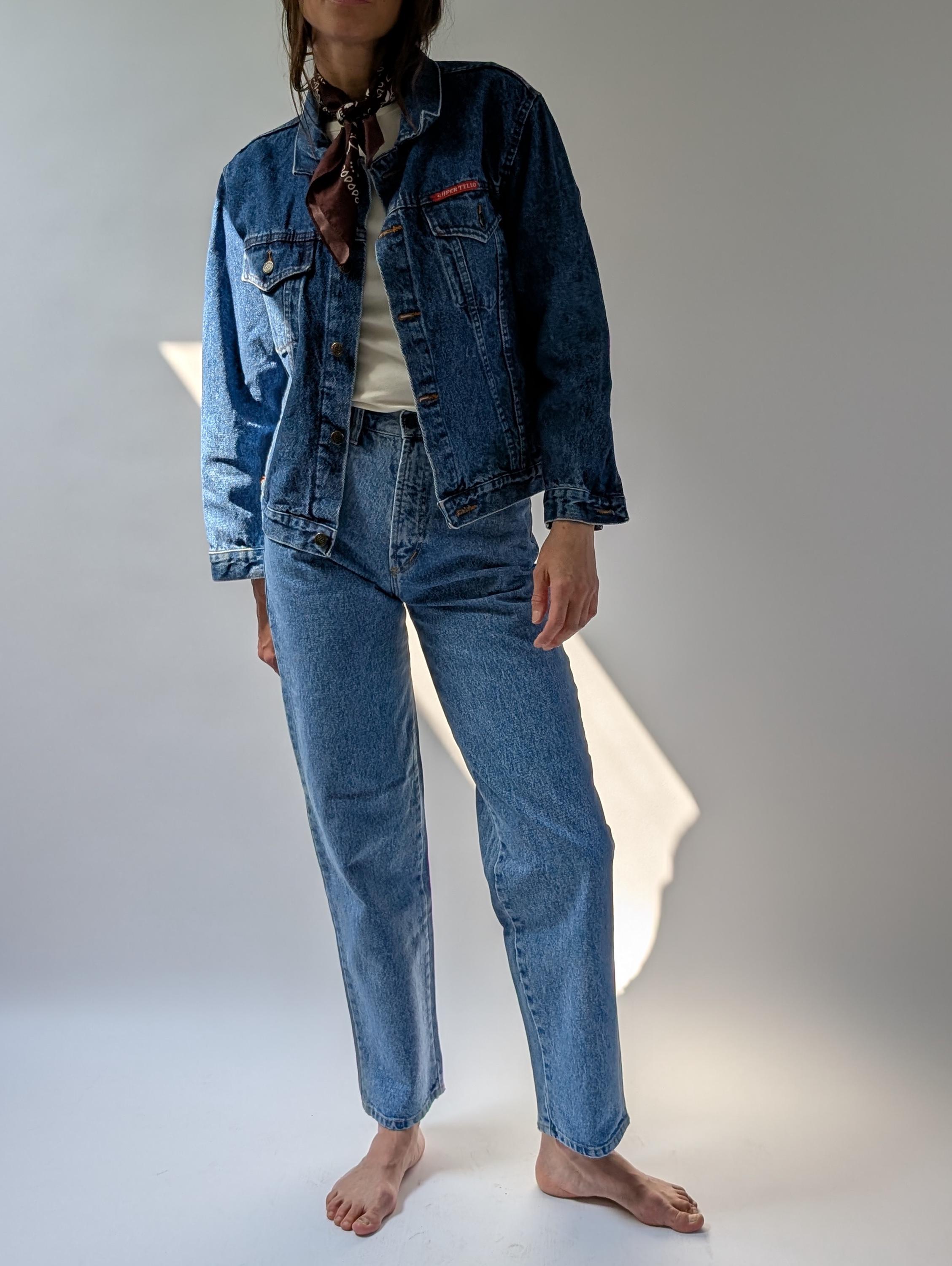 ヴィンテージ ユニセックス ルーズフィット ブルーデニムジャケット