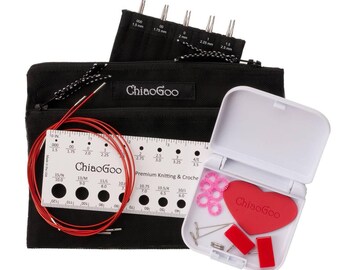 ChiaoGoo 5″ (10cm) TWIST MINI™ interchangeable set, sizes US000 (1.5mm) to US1.5 (2.5mm), three cable lengths 24″, 32″ and 40″ included