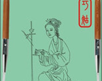 May include: A pair of ChiaoGoo circular knitting needles with a bamboo tip and a white cable. The needles are 35 inches long and are packaged in a green and white cardboard sleeve with the brand name "ChiaoGoo" and the text "Premium Bamboo".