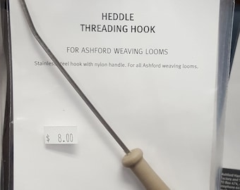 Ashford, threading hook, sley hook, weaving, warp tool, plastic handle, metal hook, heddle hook