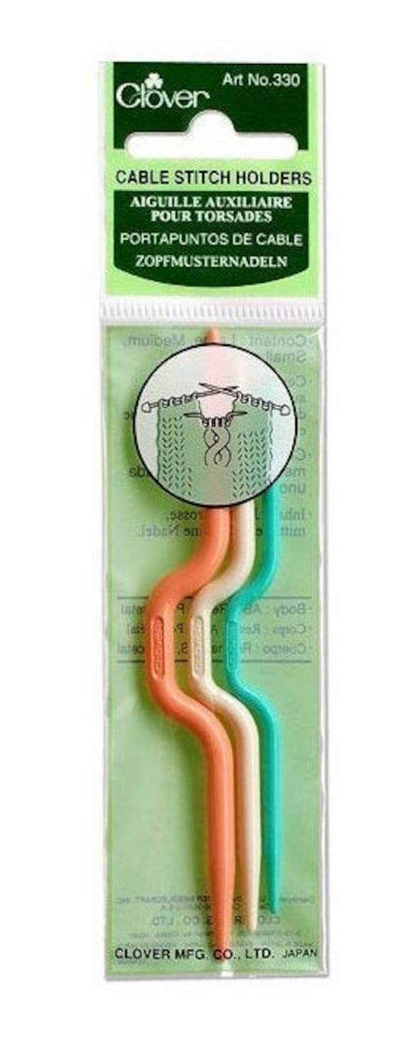 Clover #330, Cable Stitch Holder, 3 per set, regular size yarns, image size:570x1482