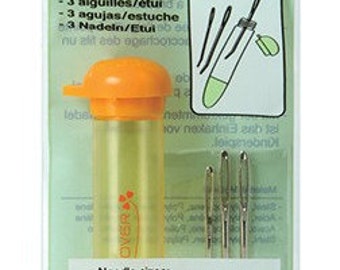 Clover #3121, Darning Needle Set, 3 per set, screw top case, curved tips