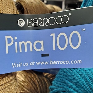 Berroco, Pima 100, 100% cotton, worsted weight, 219 yards, great for knitters, crocheters and weavers
