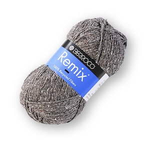 Berroco Remix, worsted weight, recycled fibers, 216 yards, blend of Nylon, Cotton, Acrylic, Silk, Linen available in chunky and DK