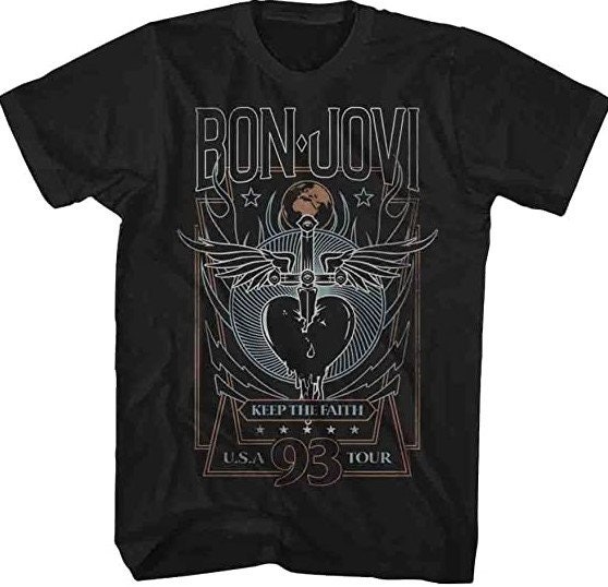 Discover Vintage 93 es Keep The Faith Tour Bon Jovi T-Shirt