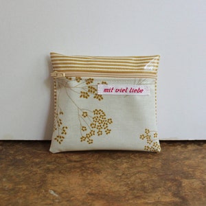 kleine Tasche aus Wachstuch, für unterwegs, zum Ausgehen, Portemonnaie, Tasche für Brautjungfer, Reise, Blumen, Streifen, gelb, waschbar***