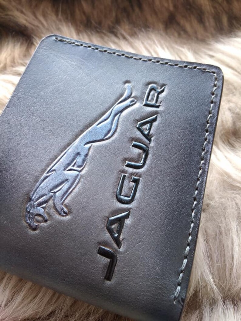 Jaguar leather wallet Gray leather walletJaguar car Etsy