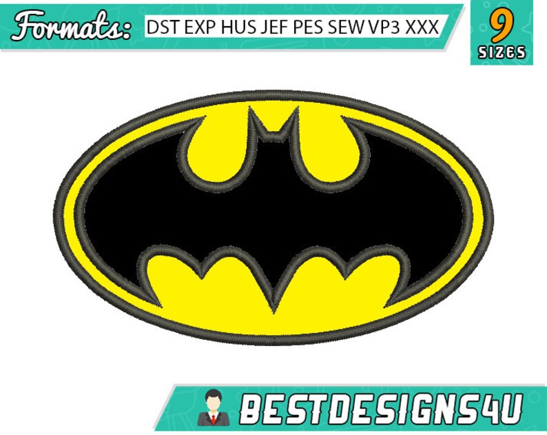 Batman applique embroidery design. Embroidery applique Etsy